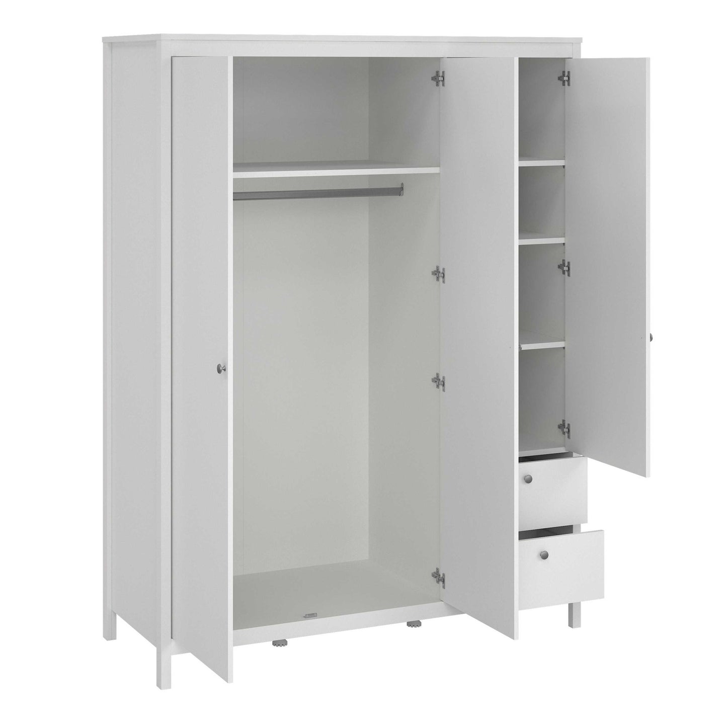 Gossmere White Wardrobe 3 Doors 2 Drawers