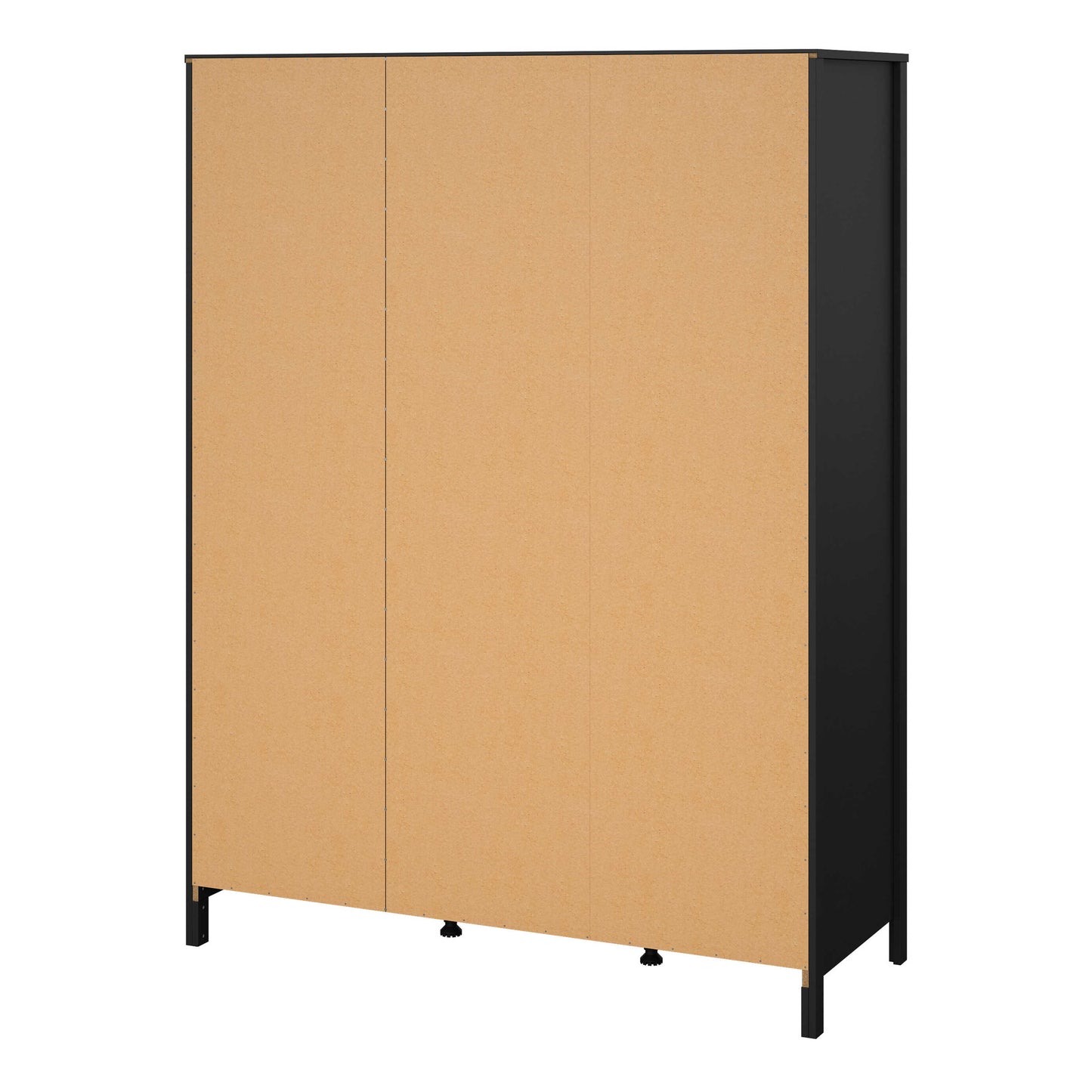 Gossmere Matt Black Wardrobe 3 Doors 2 Drawers