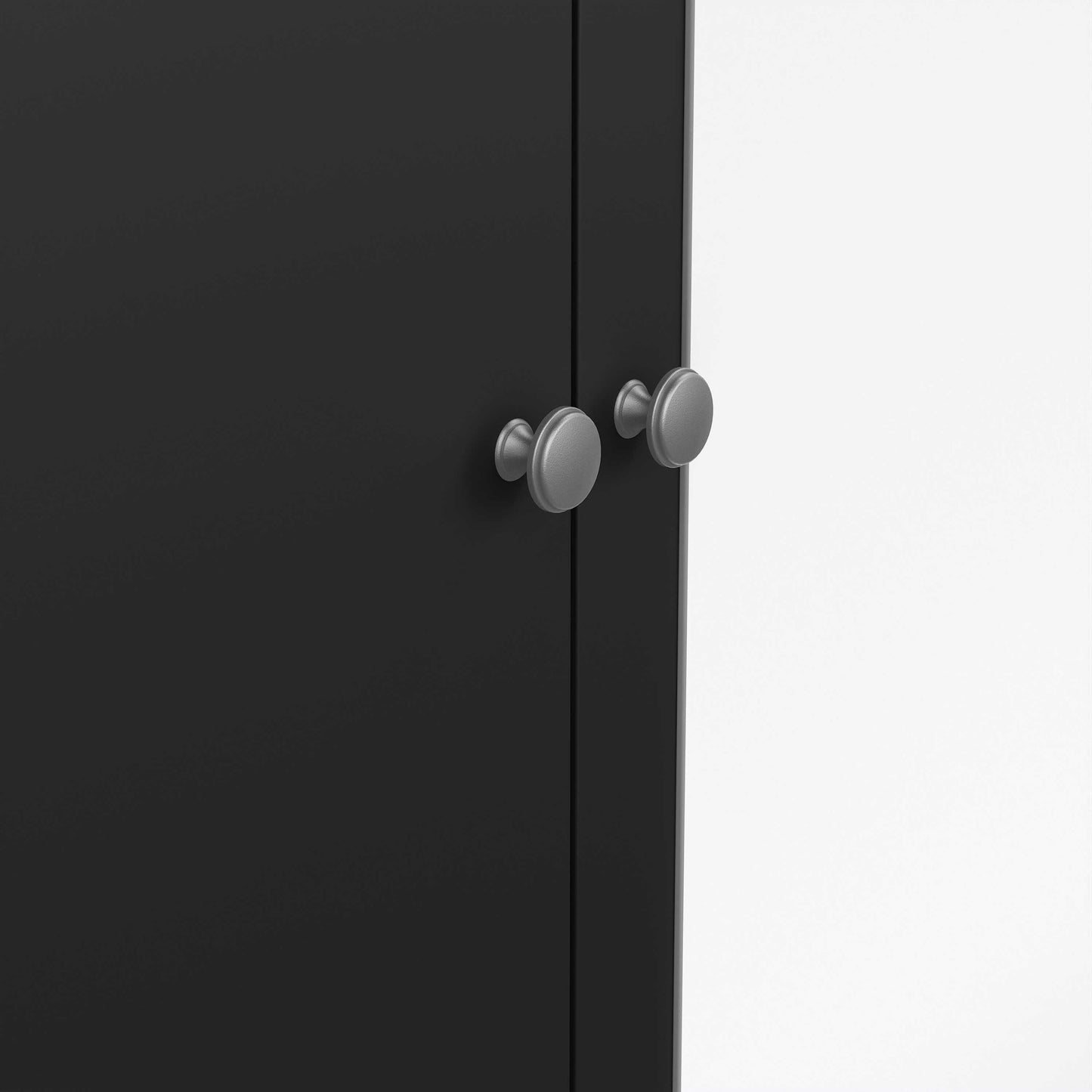 Gossmere Matt Black Wardrobe 3 Doors 2 Drawers