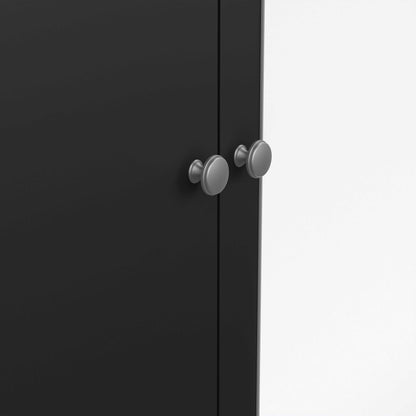 Gossmere Matt Black Wardrobe 3 Doors 2 Drawers