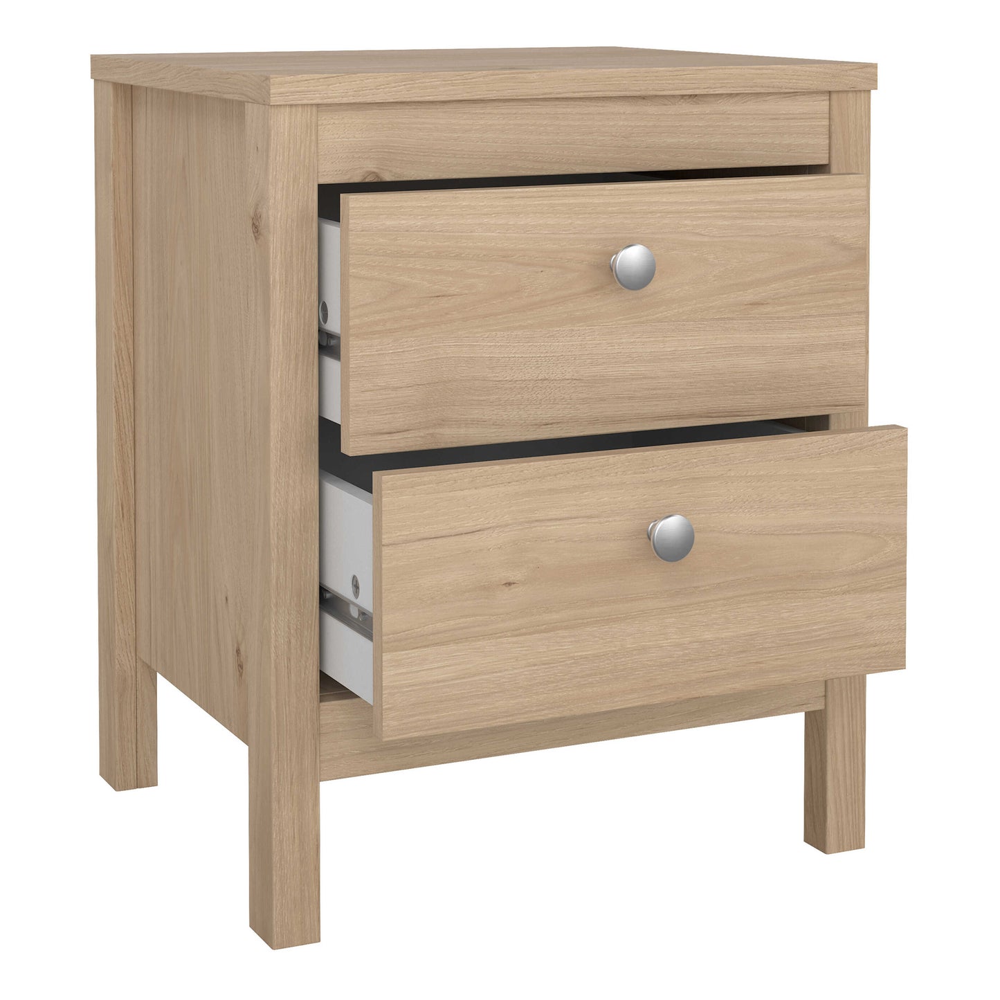 Gossmere Hickory Oak Effect Bedside Table 2 Drawers