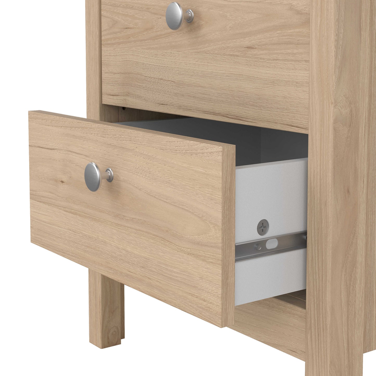 Gossmere Hickory Oak Effect Bedside Table 2 Drawers