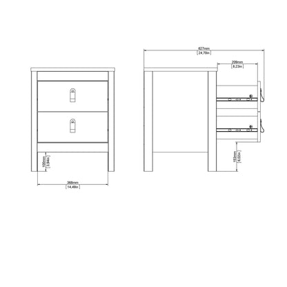 Gossmere Natural Cashmere Bedside Table 2 Drawers