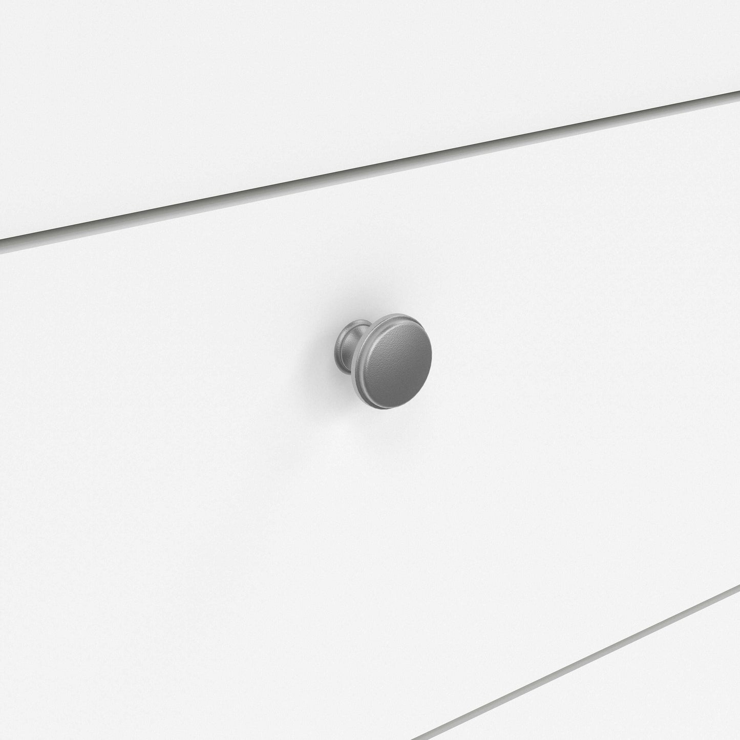 Gossmere White Wooden Storage Chest 5 Drawers in White Silver Handles