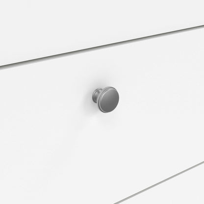 Gossmere White Wooden Storage Chest 5 Drawers in White Silver Handles