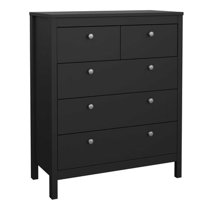 Gossmere Matt Black Chest 5 Drawers