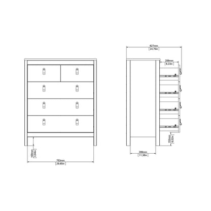 Gossmere Matt Black Chest 5 Drawers