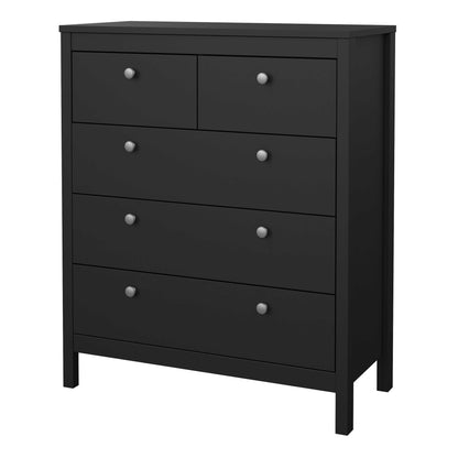 Gossmere Matt Black Chest 5 Drawers