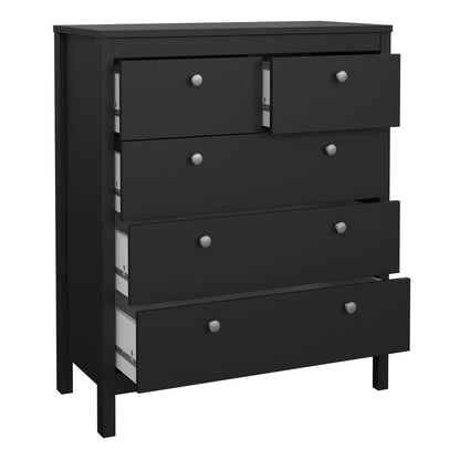 Gossmere Matt Black Chest 5 Drawers