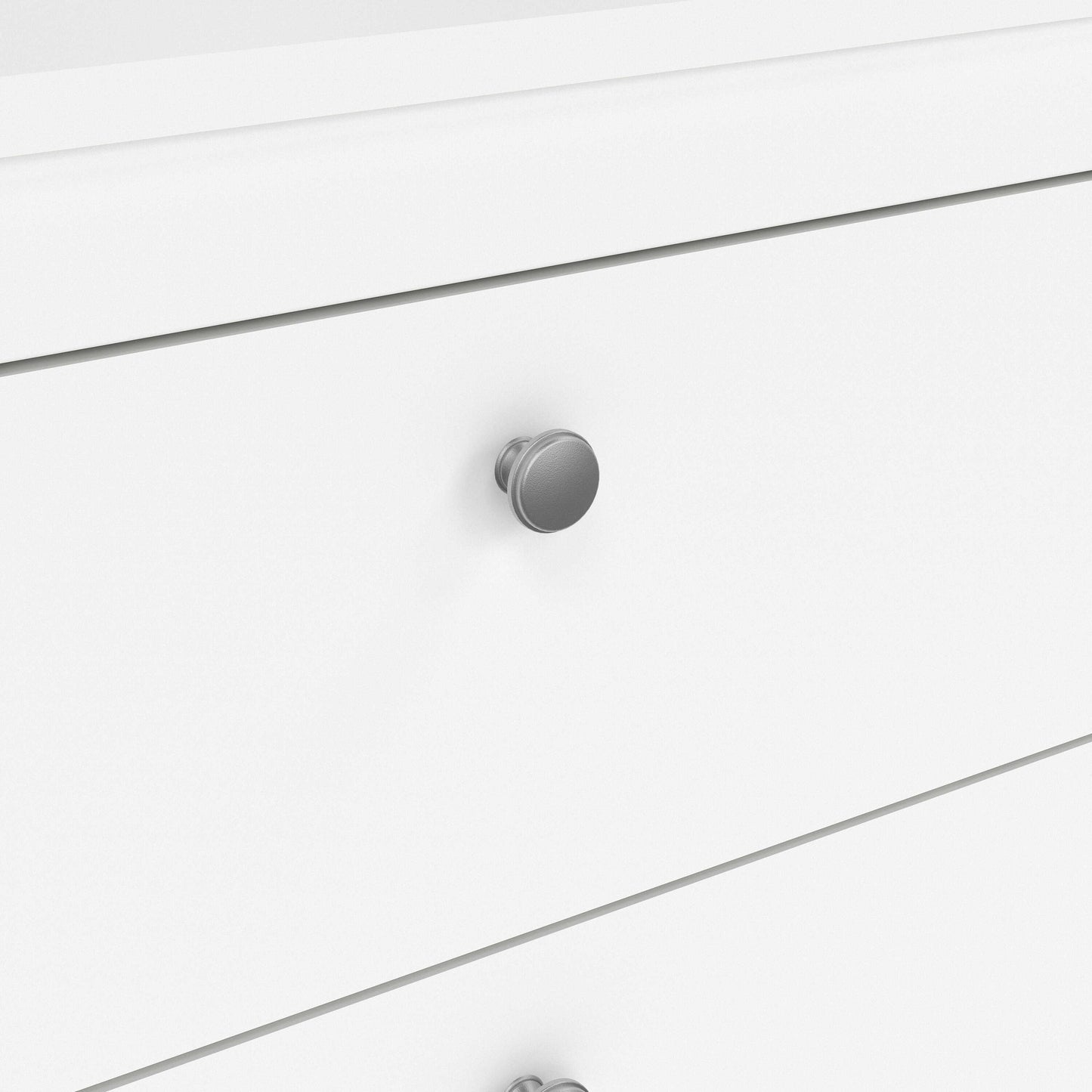 Gossmere White Wooden Storage Chest 3 Drawers Silver Handles