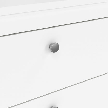 Gossmere White Wooden Storage Chest 3 Drawers Silver Handles