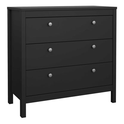 Gossmere Matt Black Chest 3 Drawers