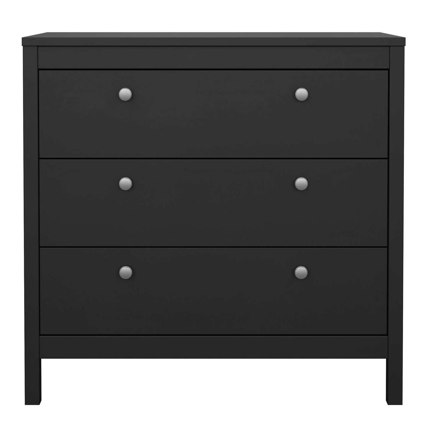 Gossmere Matt Black Chest 3 Drawers