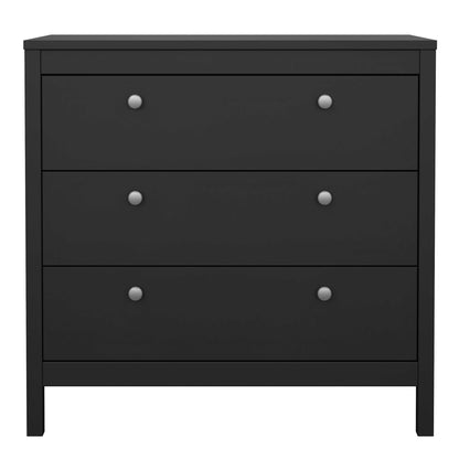 Gossmere Matt Black Chest 3 Drawers