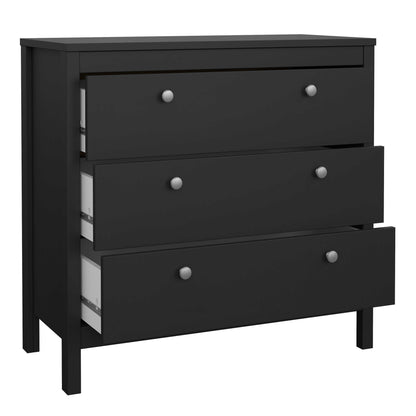Gossmere Matt Black Chest 3 Drawers