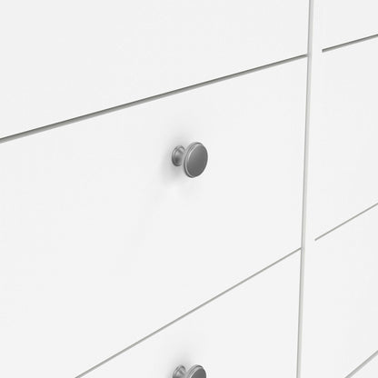 Gossmere White Wooden Large Double Dresser 8 Drawers Silver Handles
