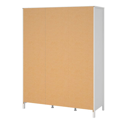 Gossmere White Wooden Wardrobe 3 Doors Silver Handles