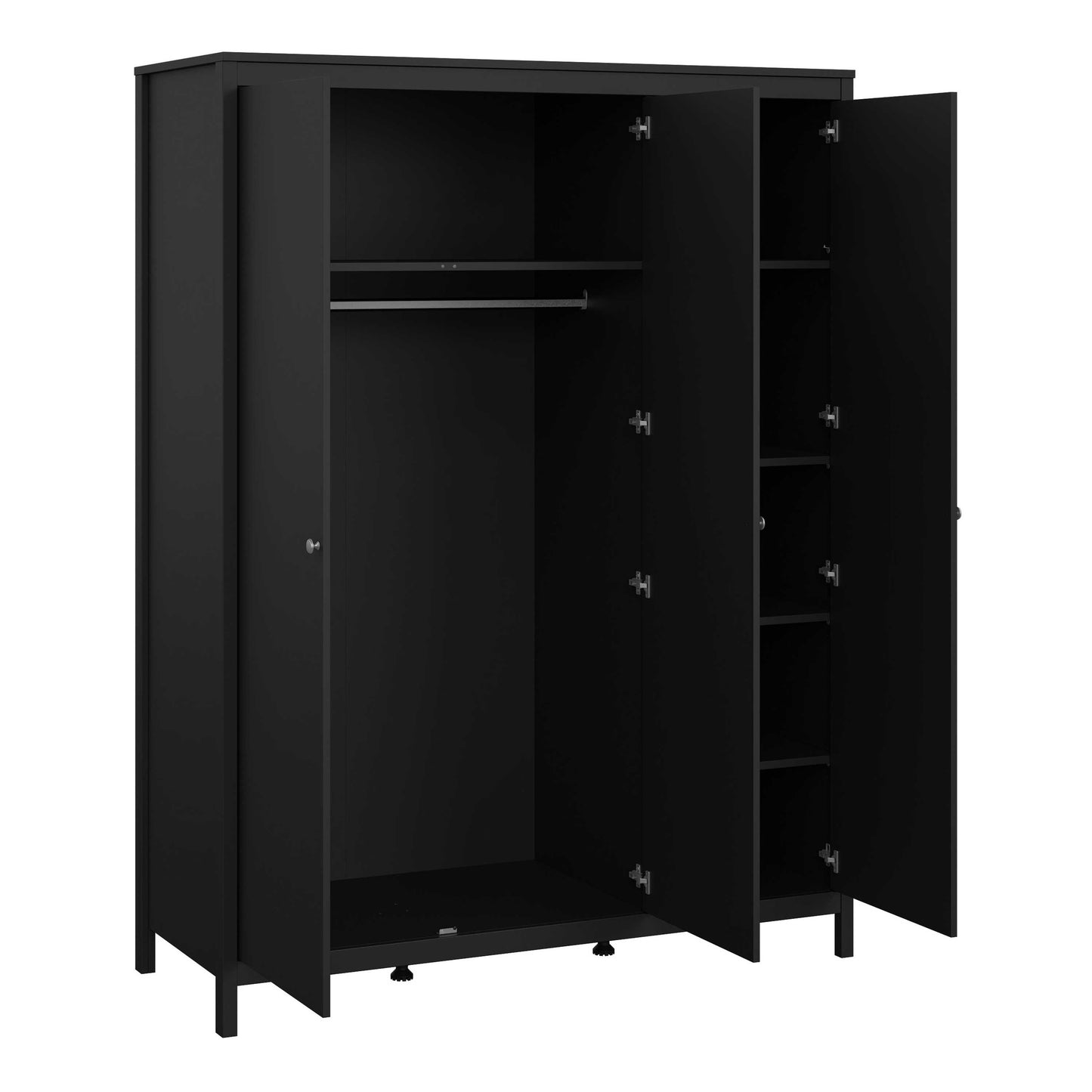 Gossmere Matt Black Wardrobe 3 Doors