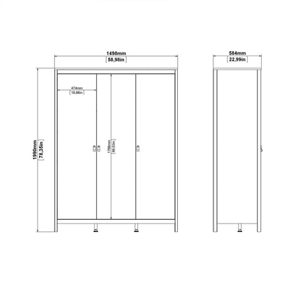 Gossmere Hickory Oak Effect Wardrobe 3 Doors