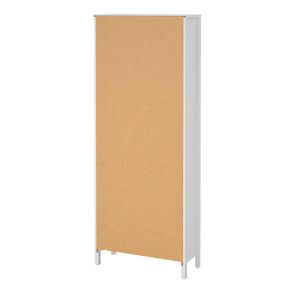 Gossmere White Wooden China Cabinet 2 Glass Doors 3 Drawers Silver Handles