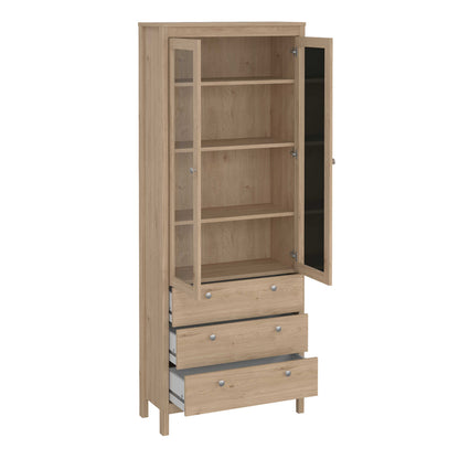 Gossmere Hickory Oak Effect China Cabinet 2 Doors 3 Drawers