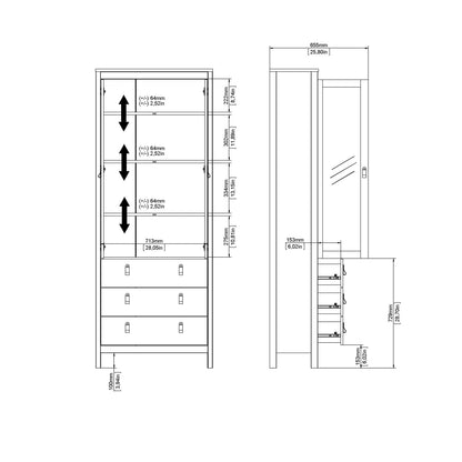 Gossmere Natural Cashmere China Cabinet 2 Doors 3 Drawers