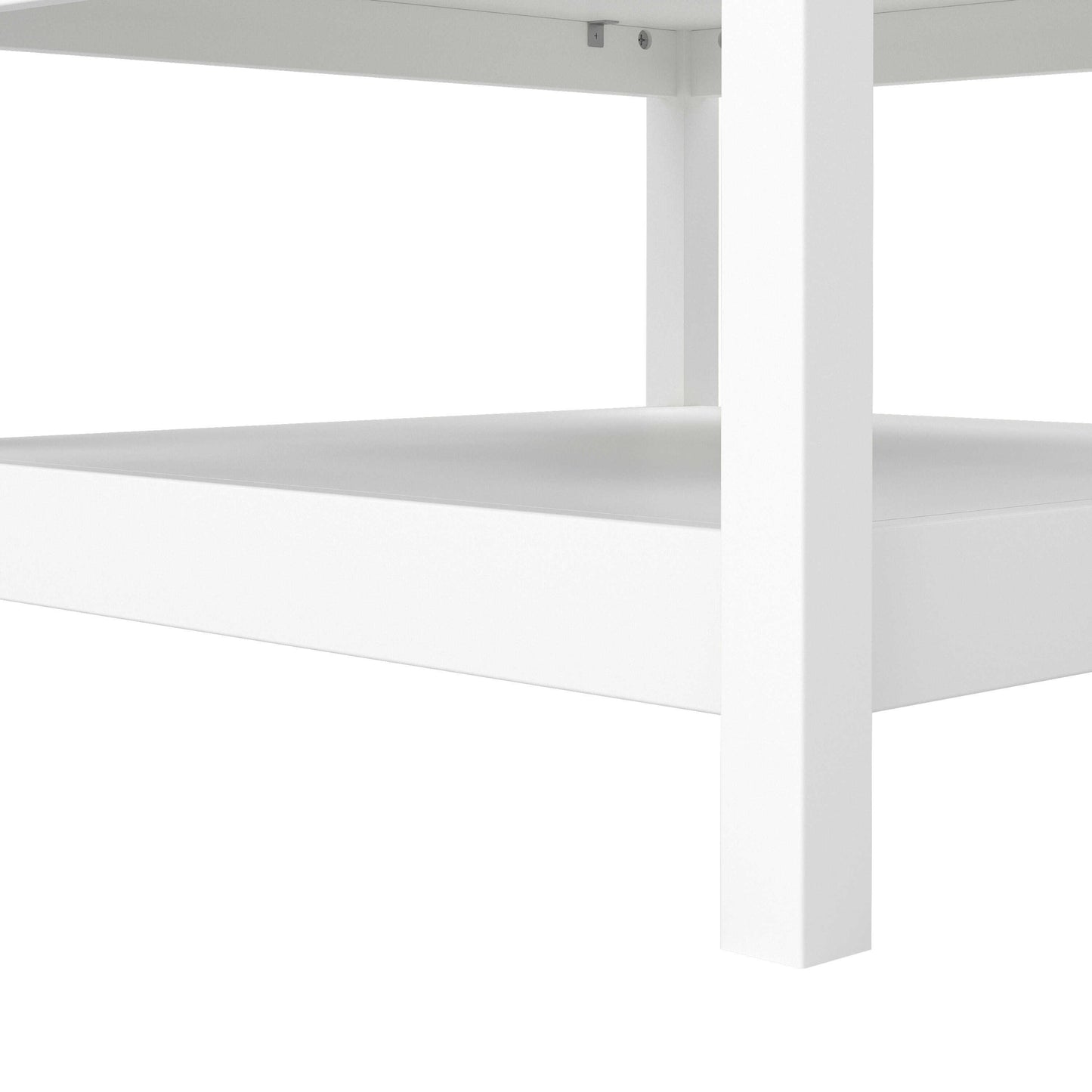 Gossmere White Wooden Square Coffee Table Bottom Shelf