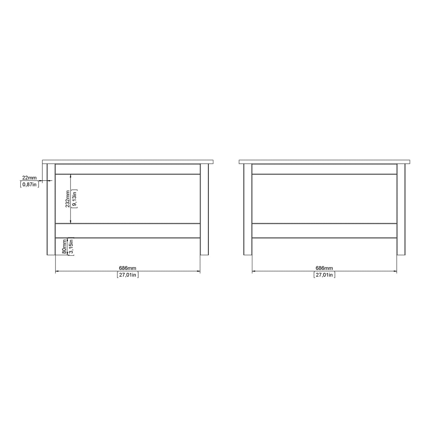 Gossmere White Wooden Square Coffee Table Bottom Shelf