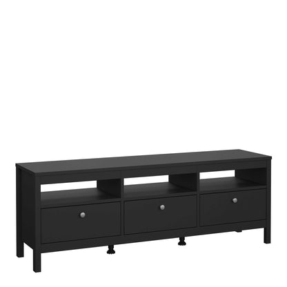 Gossmere Matt Black TV Unit 3 Drawers