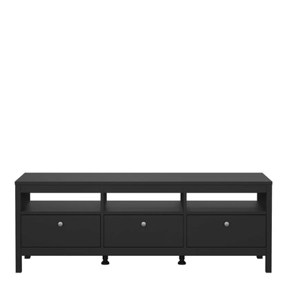 Gossmere Matt Black TV Unit 3 Drawers