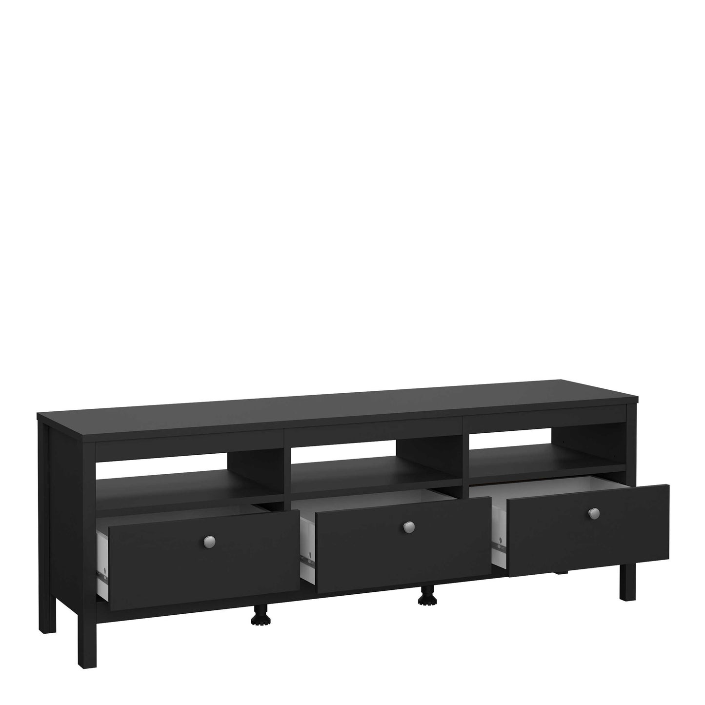 Gossmere Matt Black TV Unit 3 Drawers