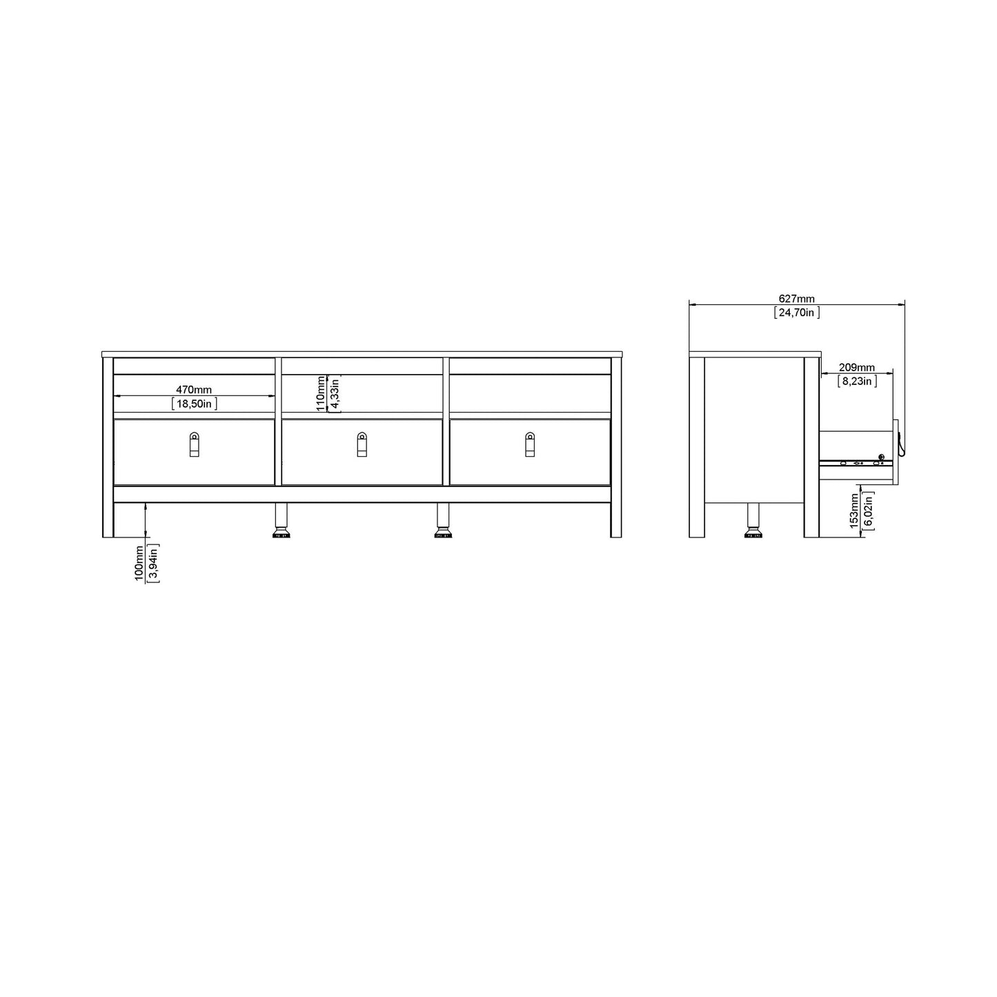 Gossmere Natural Cashmere TV Unit 3 Drawers