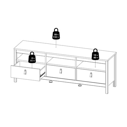 Gossmere Natural Cashmere TV Unit 3 Drawers