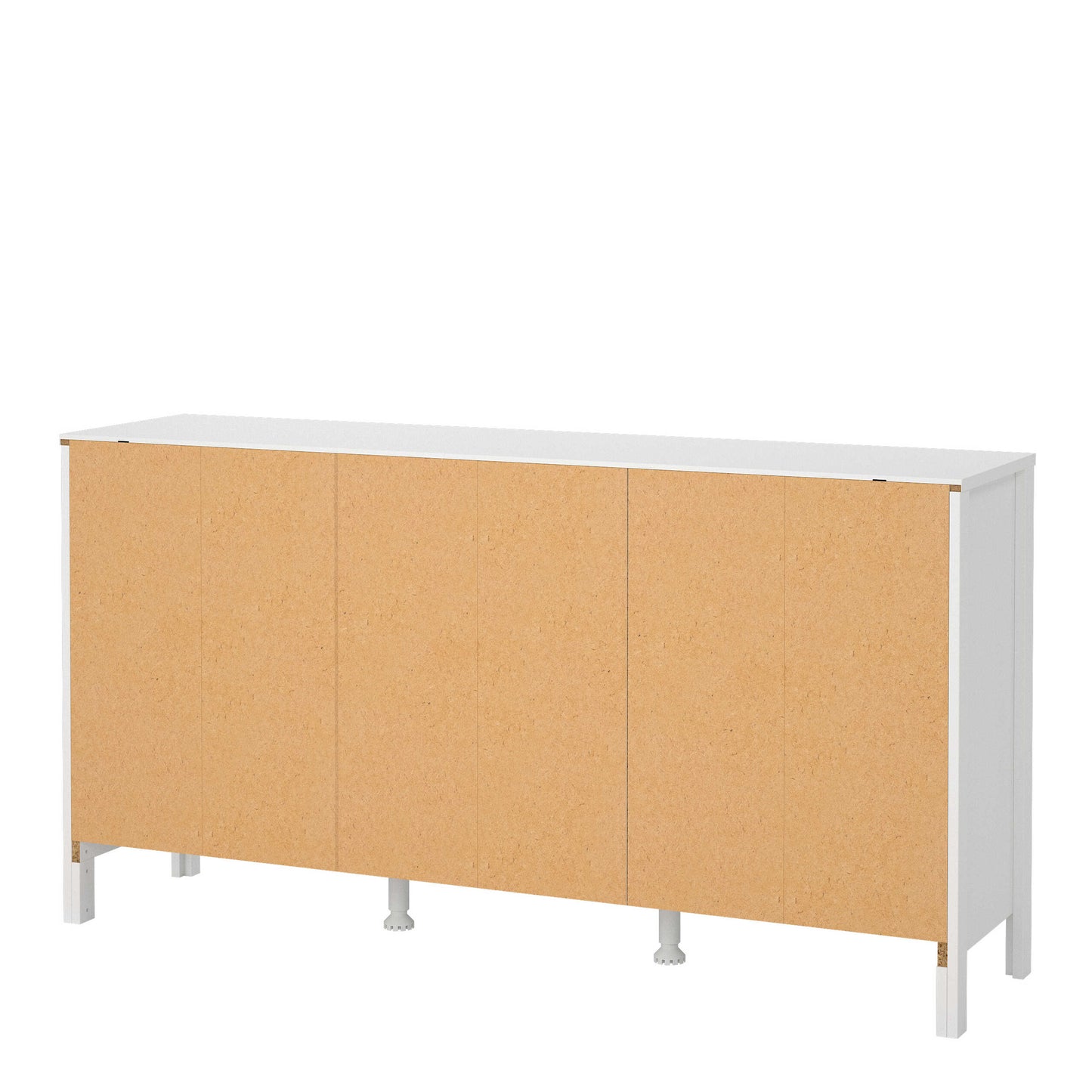 Gossmere White Wooden Sideboard 2 Doors  3 Drawers Silver Handles