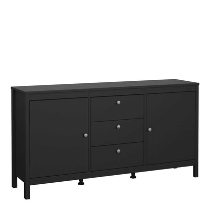 Gossmere Matt Black Sideboard 2 Doors 3 Drawers