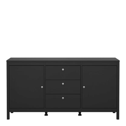 Gossmere Matt Black Sideboard 2 Doors 3 Drawers
