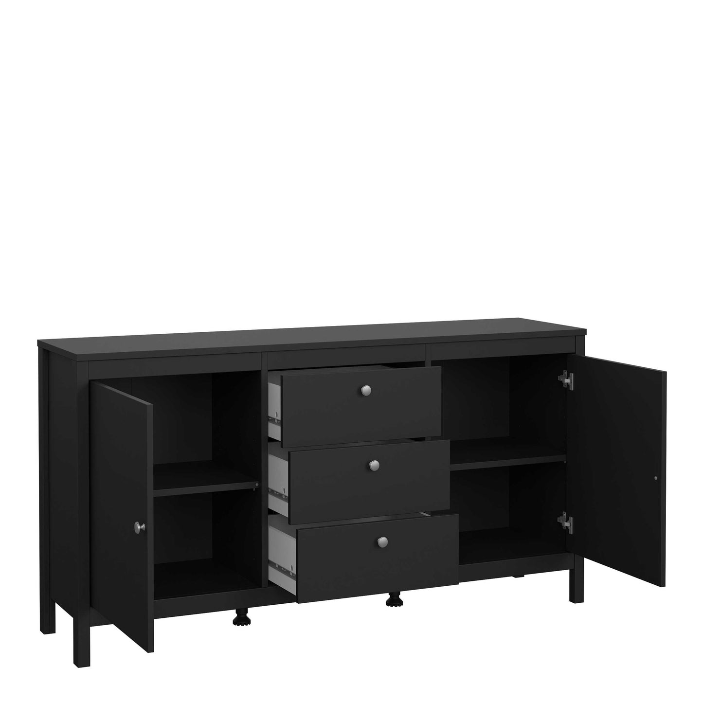 Gossmere Matt Black Sideboard 2 Doors 3 Drawers