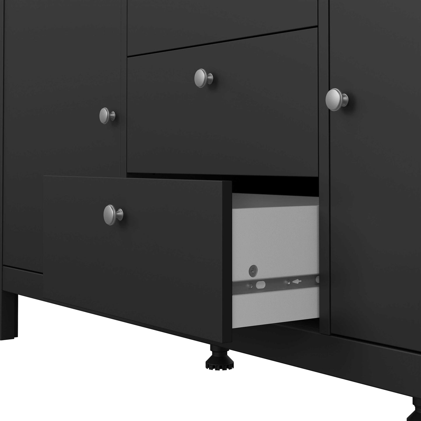 Gossmere Matt Black Sideboard 2 Doors 3 Drawers