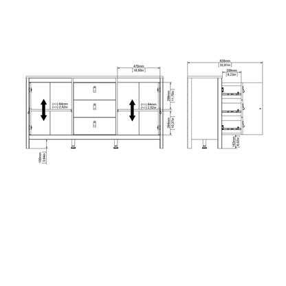 Gossmere Natural Cashmere Sideboard 3 Drawers 2 Doors