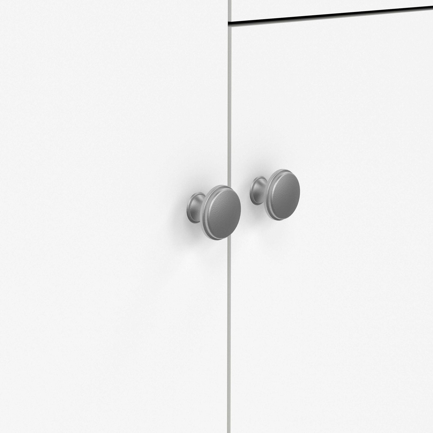 Gossmere White Wooden Storage Cupboard 2 Doors  1 Drawer Silver Handles