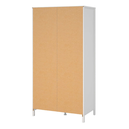 Gossmere White Wooden Wardrobe 2 Doors Silver Handles