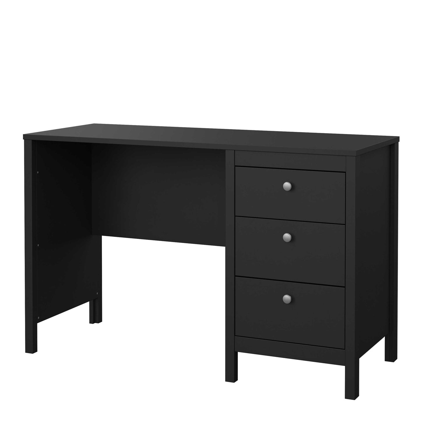 Gossmere Matt Black Office Desk 3 Drawers