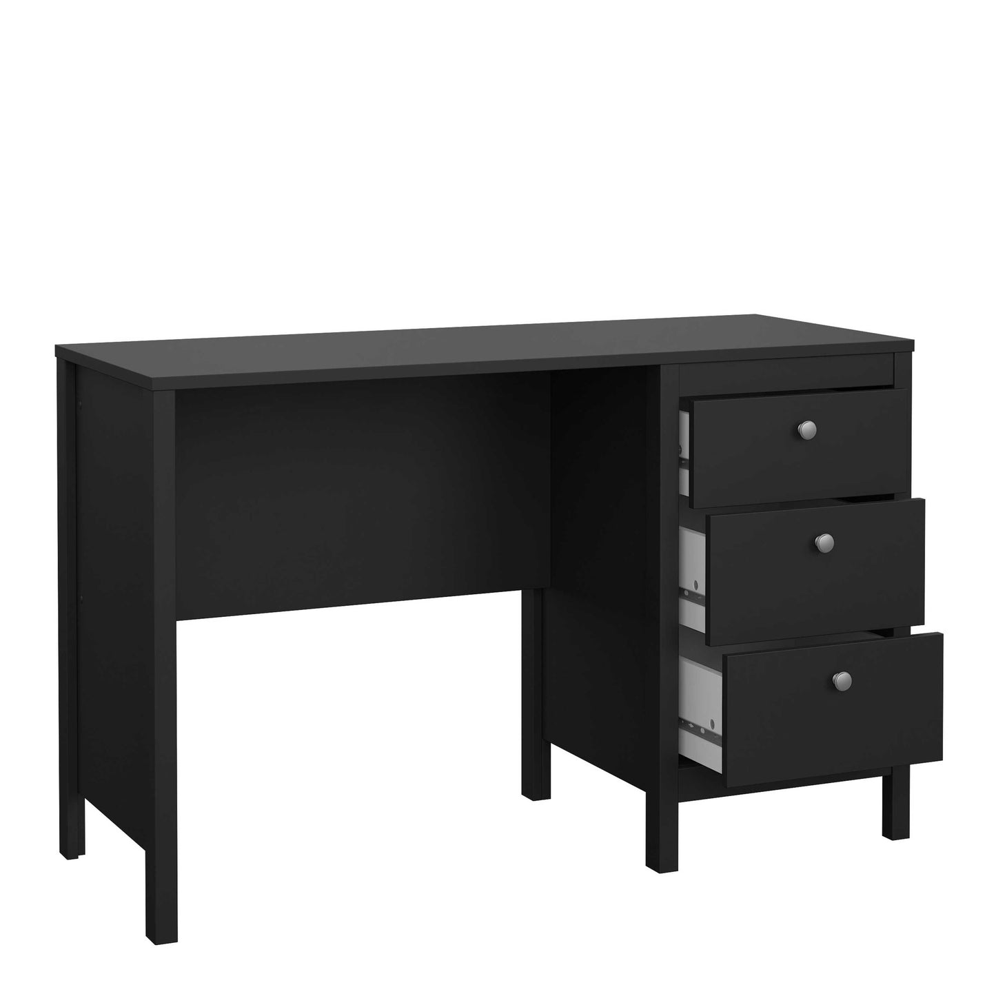Gossmere Matt Black Office Desk 3 Drawers