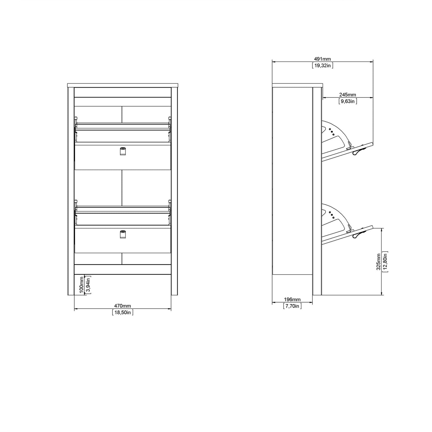 Gossmere White Shoe Cabinet 2 Doors