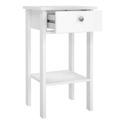 Gossmere White Bedside Table 1 Drawer