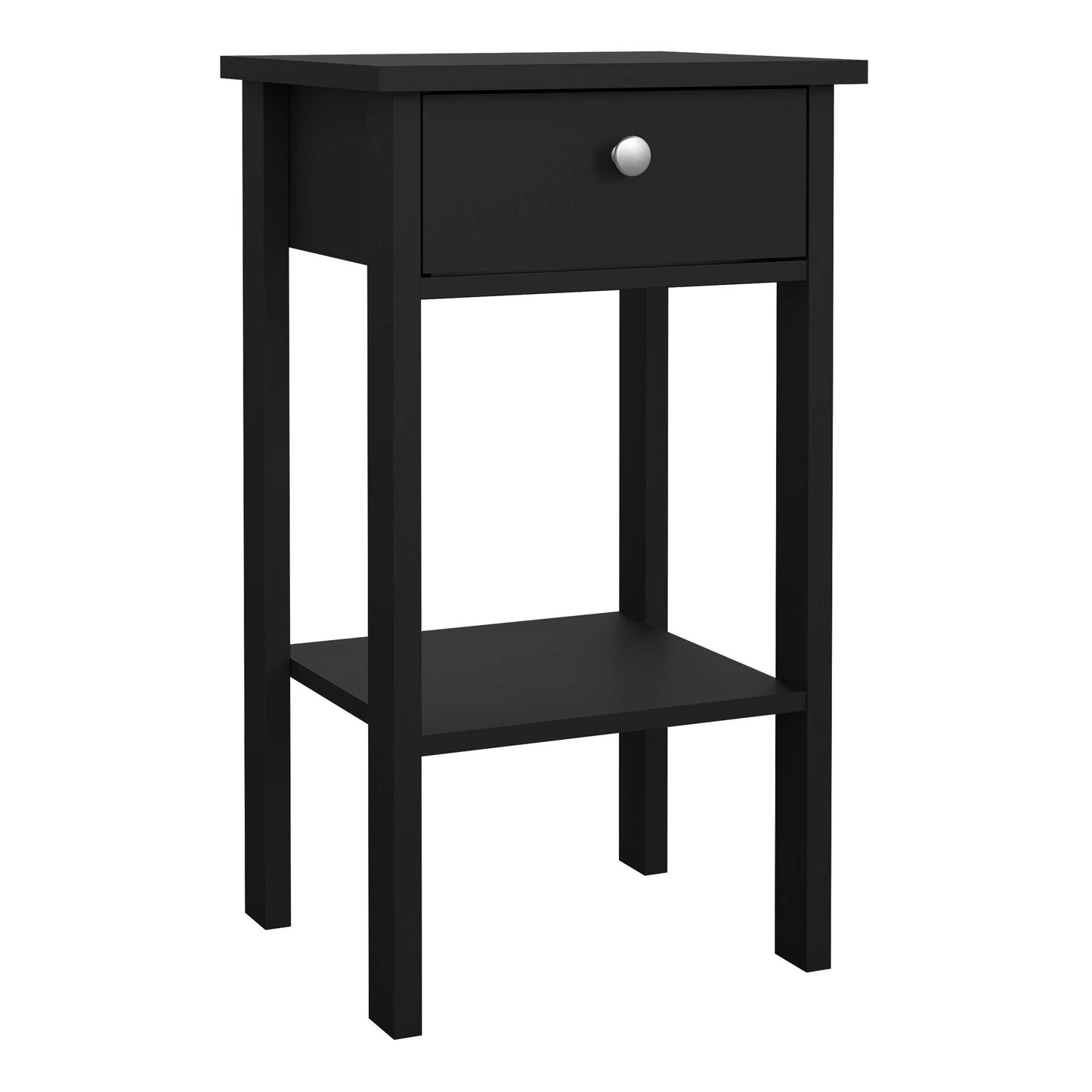 Gossmere Matt Black Bedside Table 1 Drawer