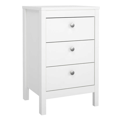 Gossmere White Bedside Table 3 Drawers