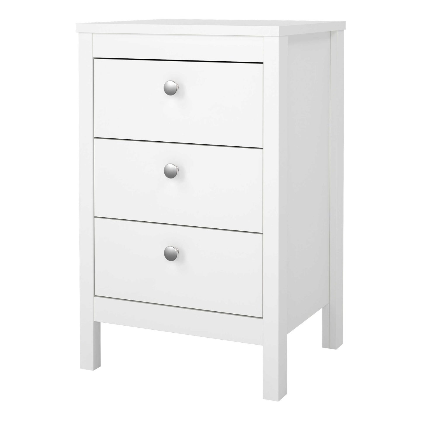 Gossmere White Bedside Table 3 Drawers