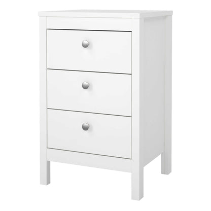 Gossmere White Bedside Table 3 Drawers