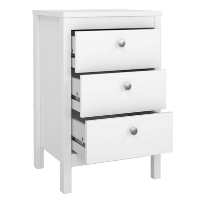 Gossmere White Bedside Table 3 Drawers